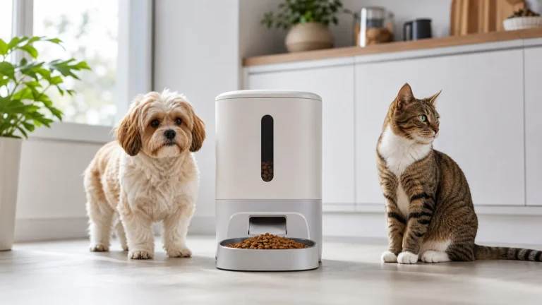 Comedouro automático para pets com cão, gato e ração seca