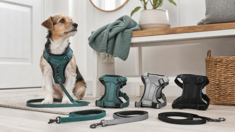 Peitoral com guia para cachorro com modelos ajustáveis em casa