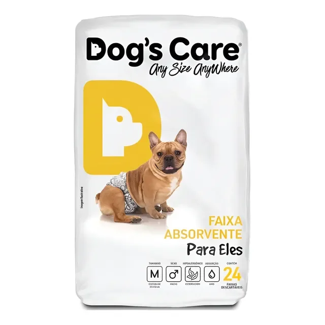 Fralda Descartável Higiênica P/ Cães Macho Dog's Care M 24 Un Faixa absorvente Para Eles