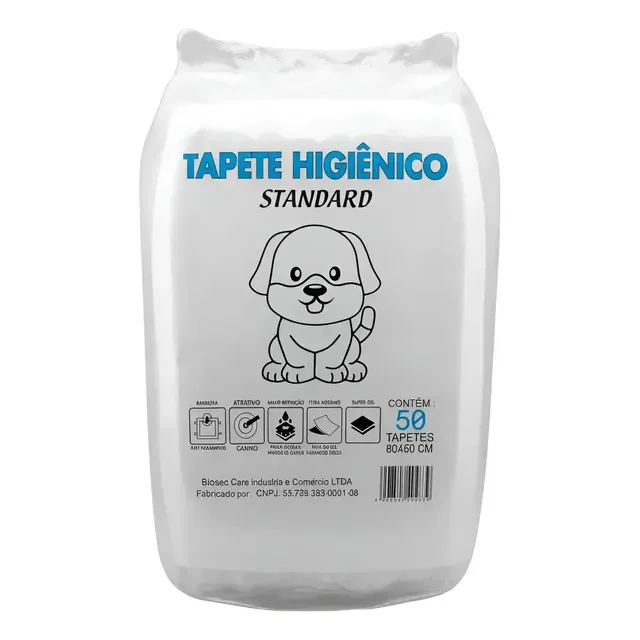 Tapete Higiênico 50 Unidades 80x60 biosec descartável para cachorro pet cão absorvente manta fralda